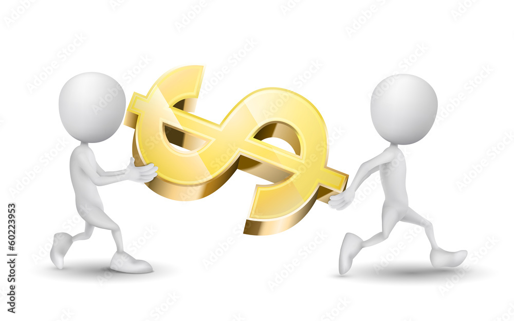 two people carried a Currency symbol two people carried a Currency symbol
