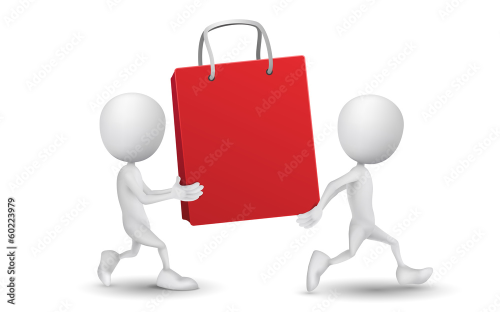two people carried the shopping bag two people carried the shopping bag