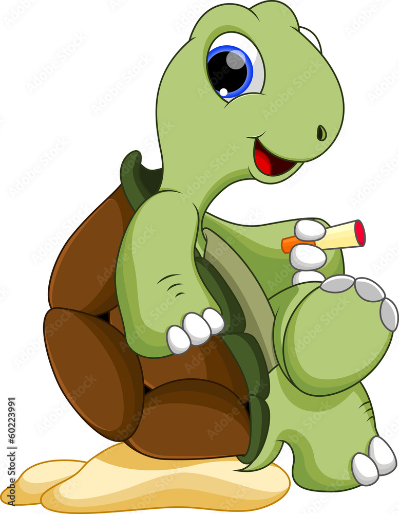 Obraz premium cute turtle being smoked