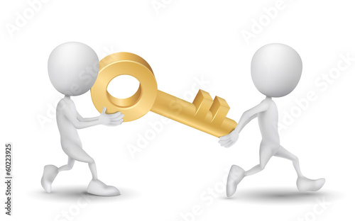 two people carried a golden key