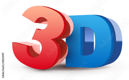 word 3D with a shiny glossy surface