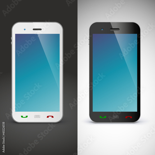 Mobile phone on black and white background