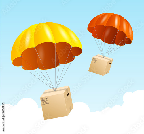 Vector parachute background. Air shipping concept photo