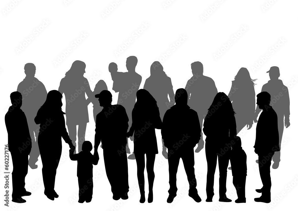 crowd of people - vector silhouettes