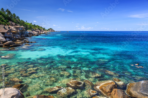 Couple snorkelling in crystal clear sea