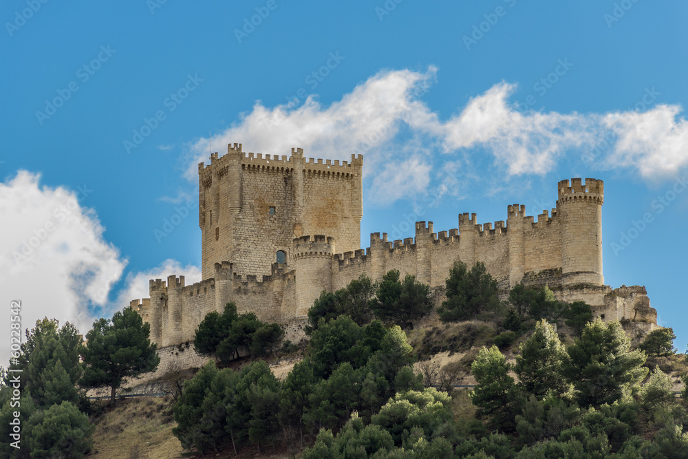 Medieval castle of Penafiel, 10th century. Spain.