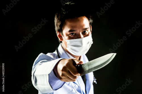 Obraz na plátně Doctor Serial Killer psychosis hold knife