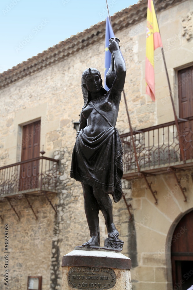 Fountain main square,Rubielos de Mora village,Teruel,Spain