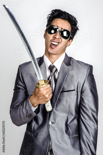 business holding samurai sword yakuza