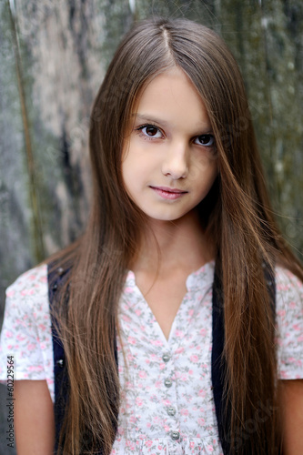 portrait of a beautiful little brunette girl