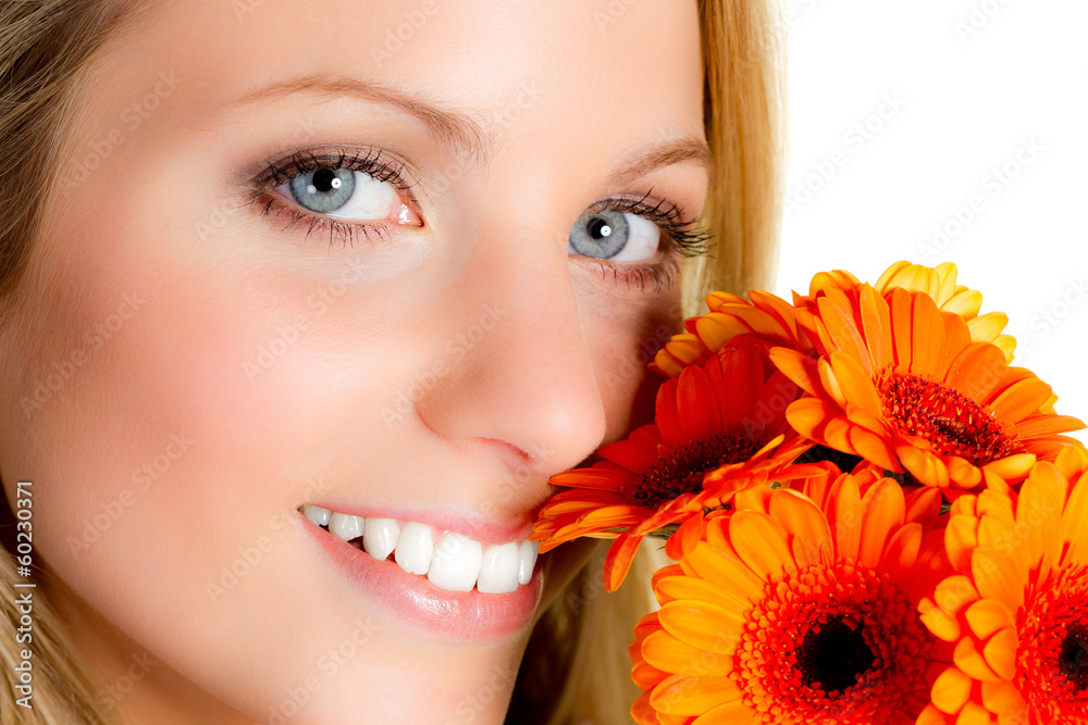 portrait of a young woman with flowers portrait of a young woman with flowers