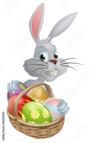 Eggs basket white Easter bunny