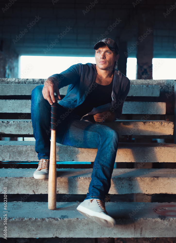 Muscular man with baseball bat Muscular man with baseball bat