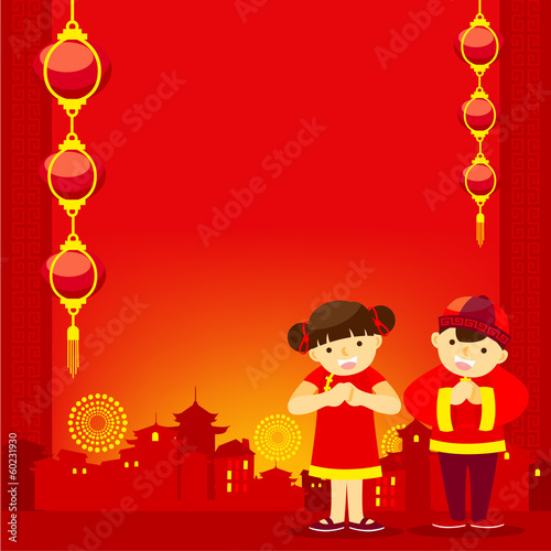 boy and girl in the chinatown/Chinese New Year