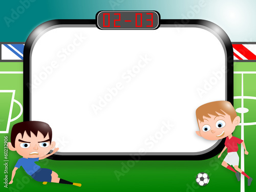 Joueurs de foot cartoon Carte invitation cadre photo