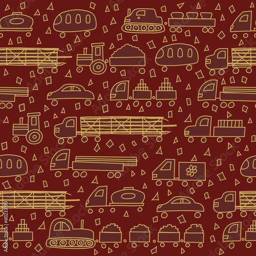 Seamless pattern with fun transport