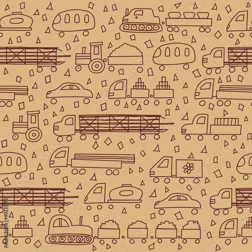 Seamless pattern with fun transport