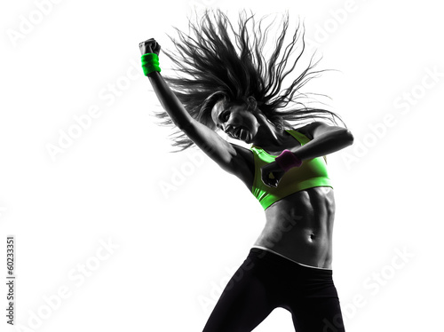 woman exercising fitness zumba dancing silhouette #60233351