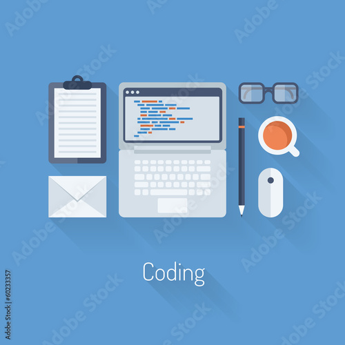 Coding and programming flat illustration