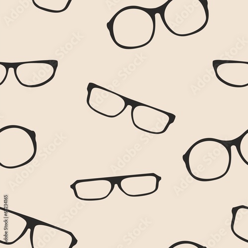 Hipster black glasses seamless vector pattern or background