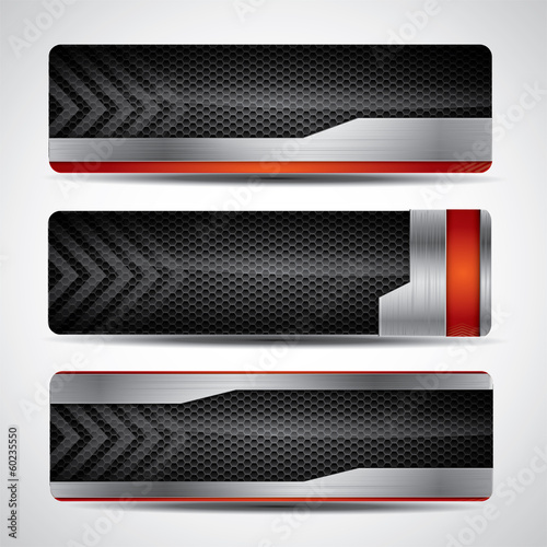 Metal banner set with carbon background