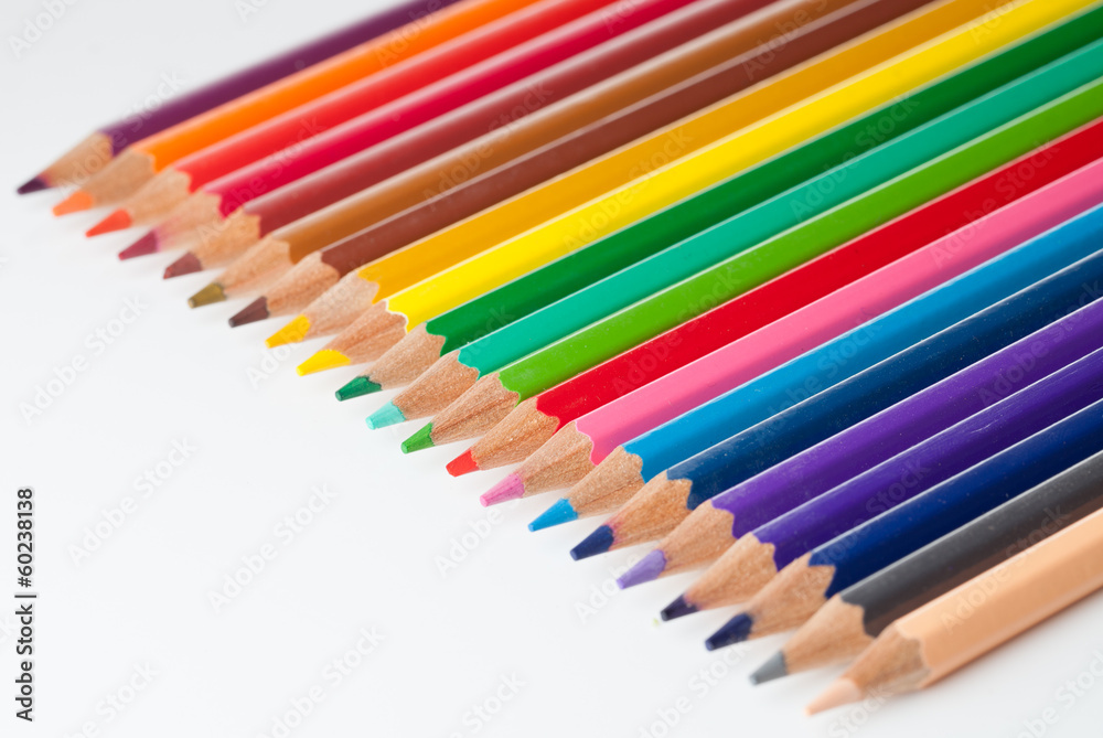 Row of colorful pencils on white background Row of colorful pencils on white background