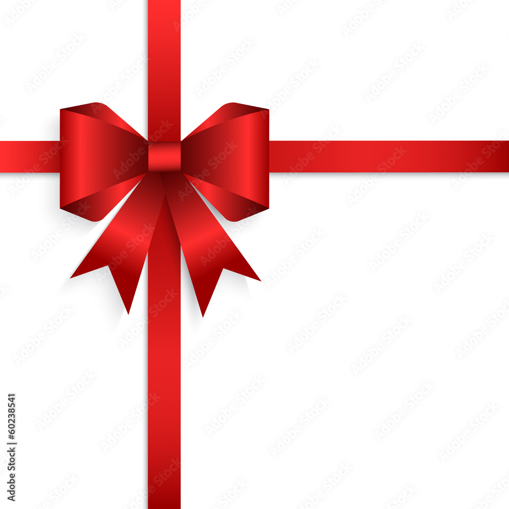 elegant red ribbon and bow isolated on white