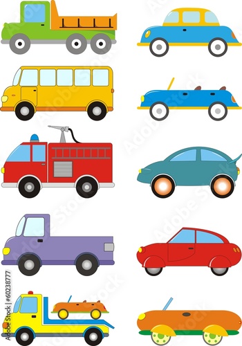 Cartoon Cars. Vector set.