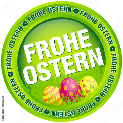 Button "Frohe Ostern" Ostereier grün