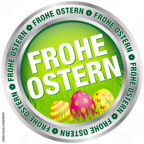 Button "Frohe Ostern" Ostereier grün/silber