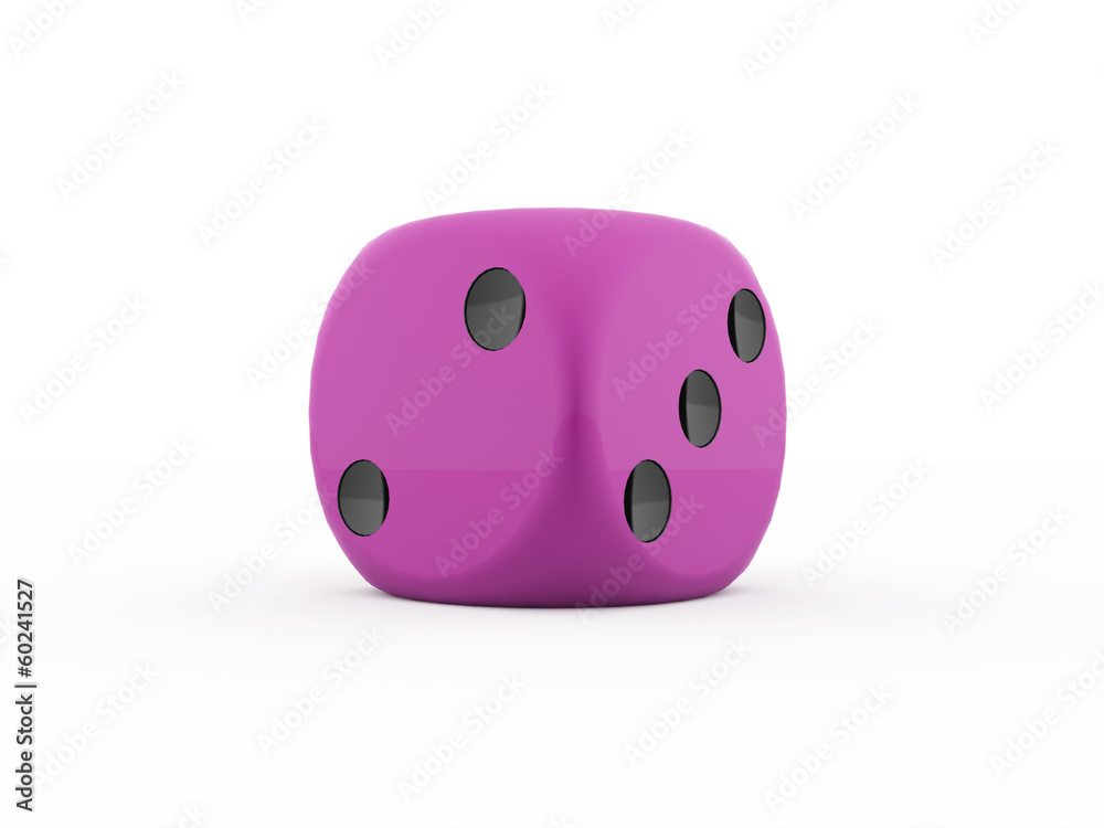 One purple dice isolated on white One purple dice isolated on white