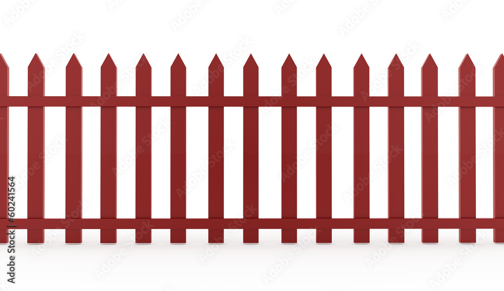 Red fence concept rendered on white Red fence concept rendered on white
