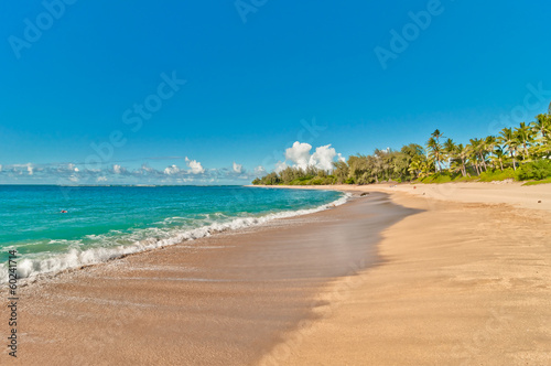 secluded Haena beach in Kauai island, Hawaii