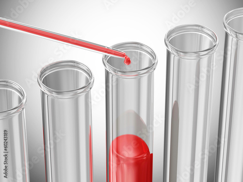 Pipette puts blood samples into a glass tube