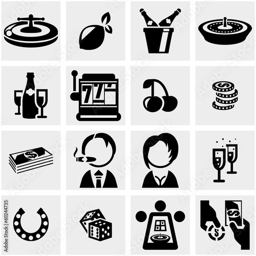 Casino vector icon set on gray