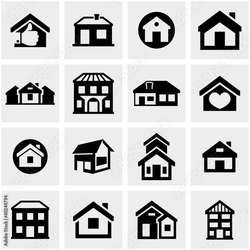 Houses and buildings icons set. Real estate.