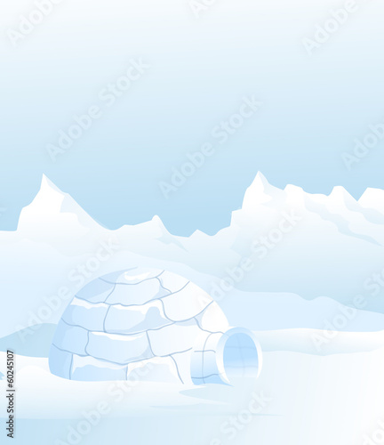 Igloo & winter landscape - vector