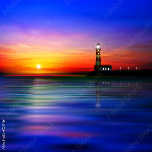 abstract background with silhouette of lighthouse