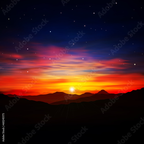 abstract nature background with red sunrise