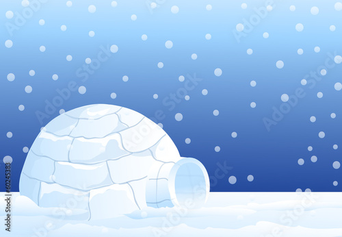 Igloo & winter landscape - vector