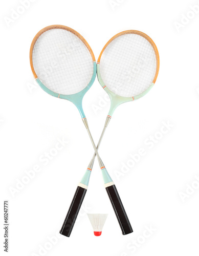 Vintage badminton racket and shuttlecock.