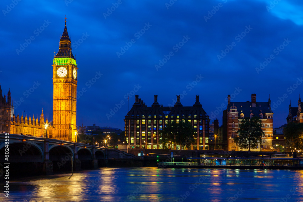 Big Ben at night. London, England