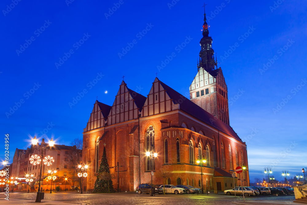St. Nicholas Cathedral in old town of Elblag, Poland - obrazy, fototapety, plakaty 