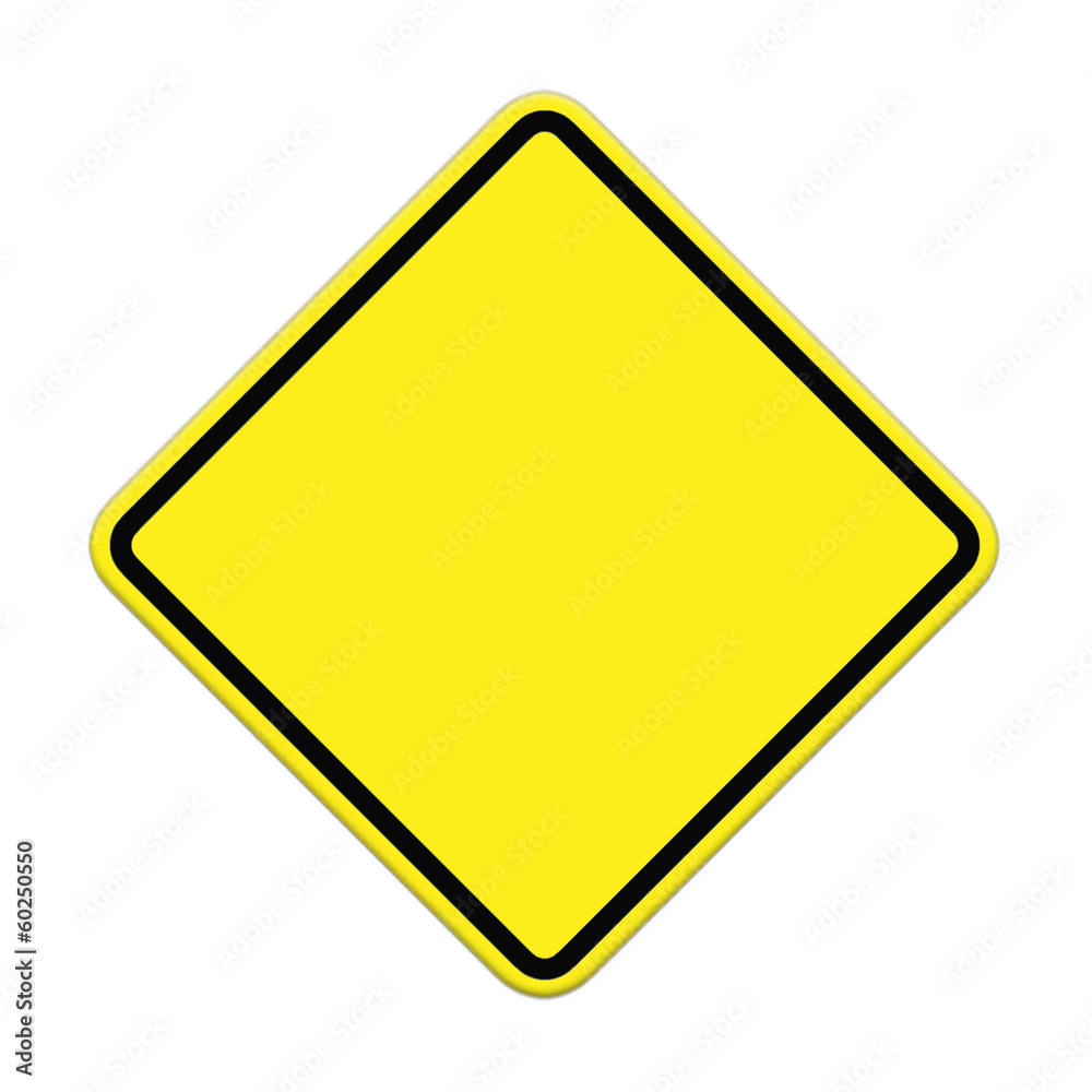 Blank yellow road sign on white background Blank yellow road sign on white background