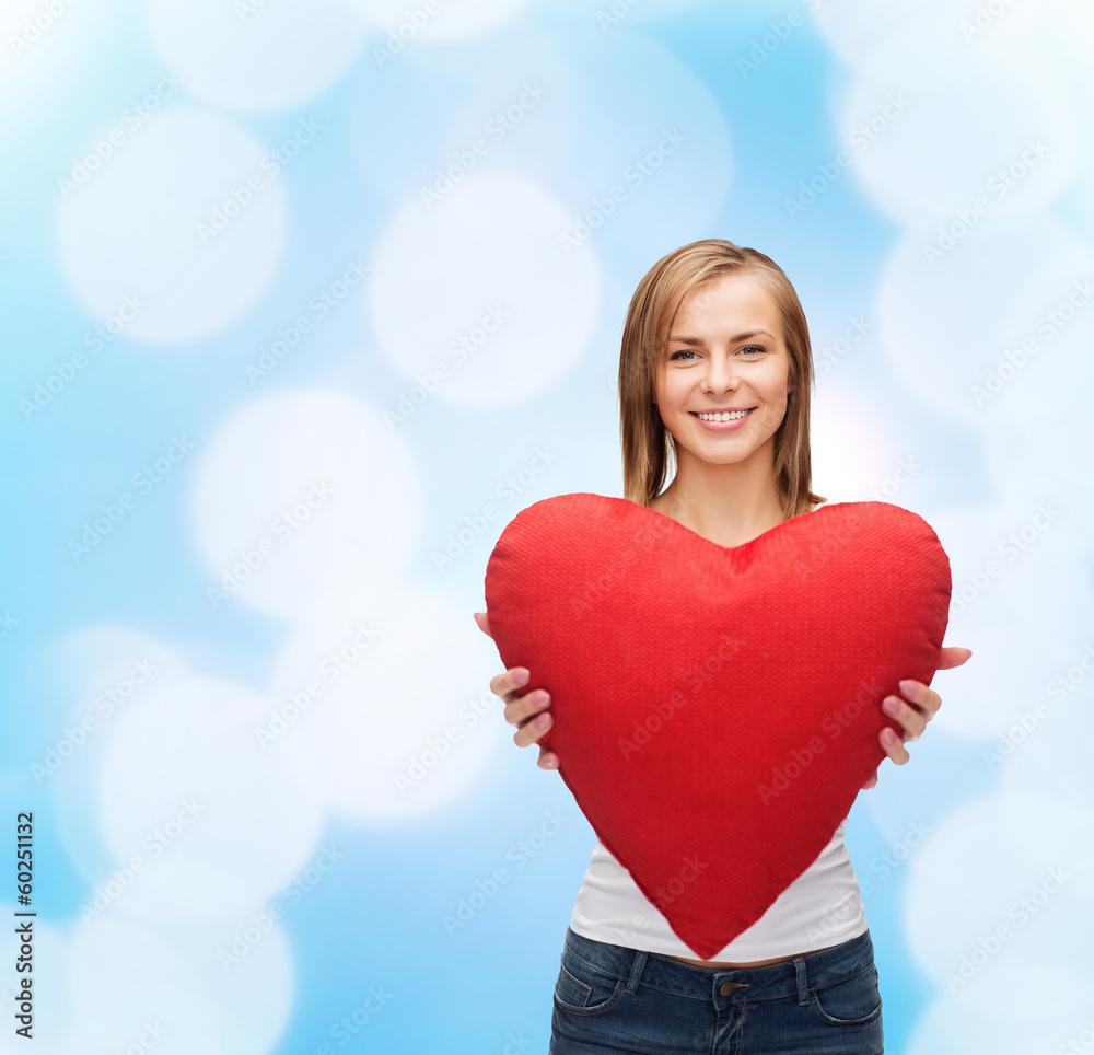 smiling woman in white t-shirt with heart smiling woman in white t-shirt with heart