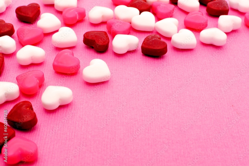 Valentines Day candy border on a pink background Valentines Day candy border on a pink background