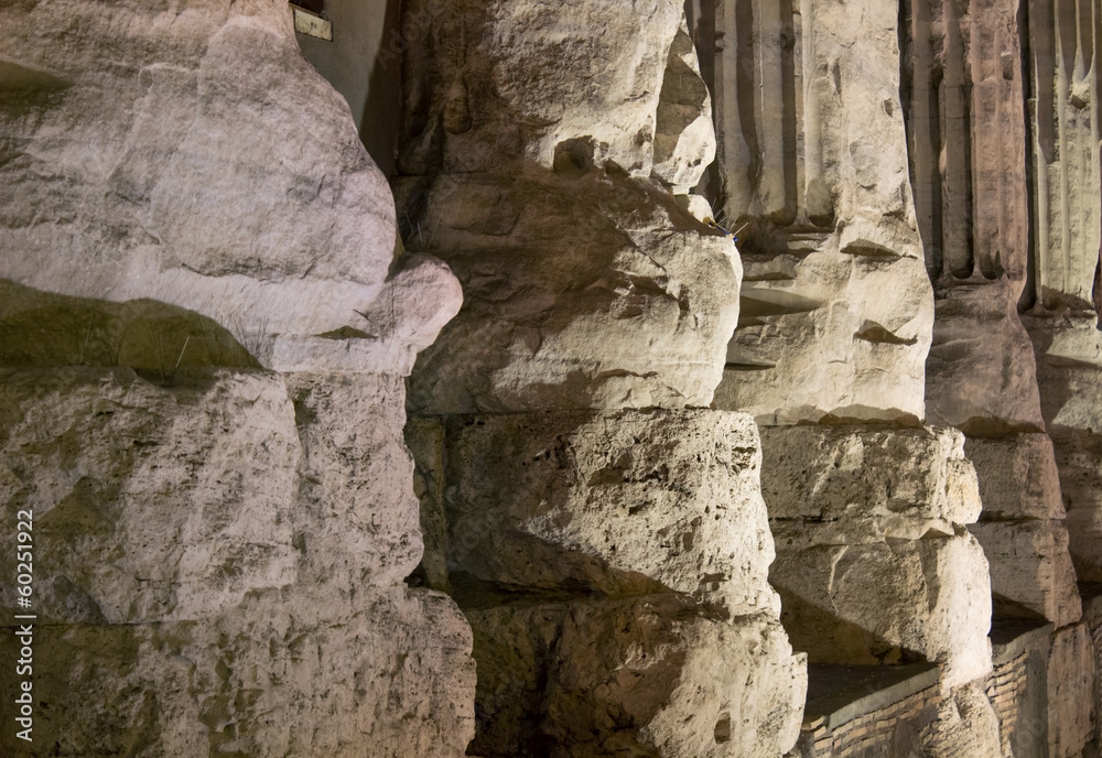 Roman columns in the night