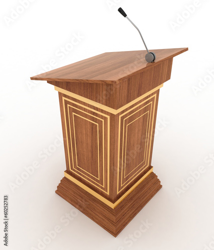 Podium and microphone. 3d illustration isolated on white