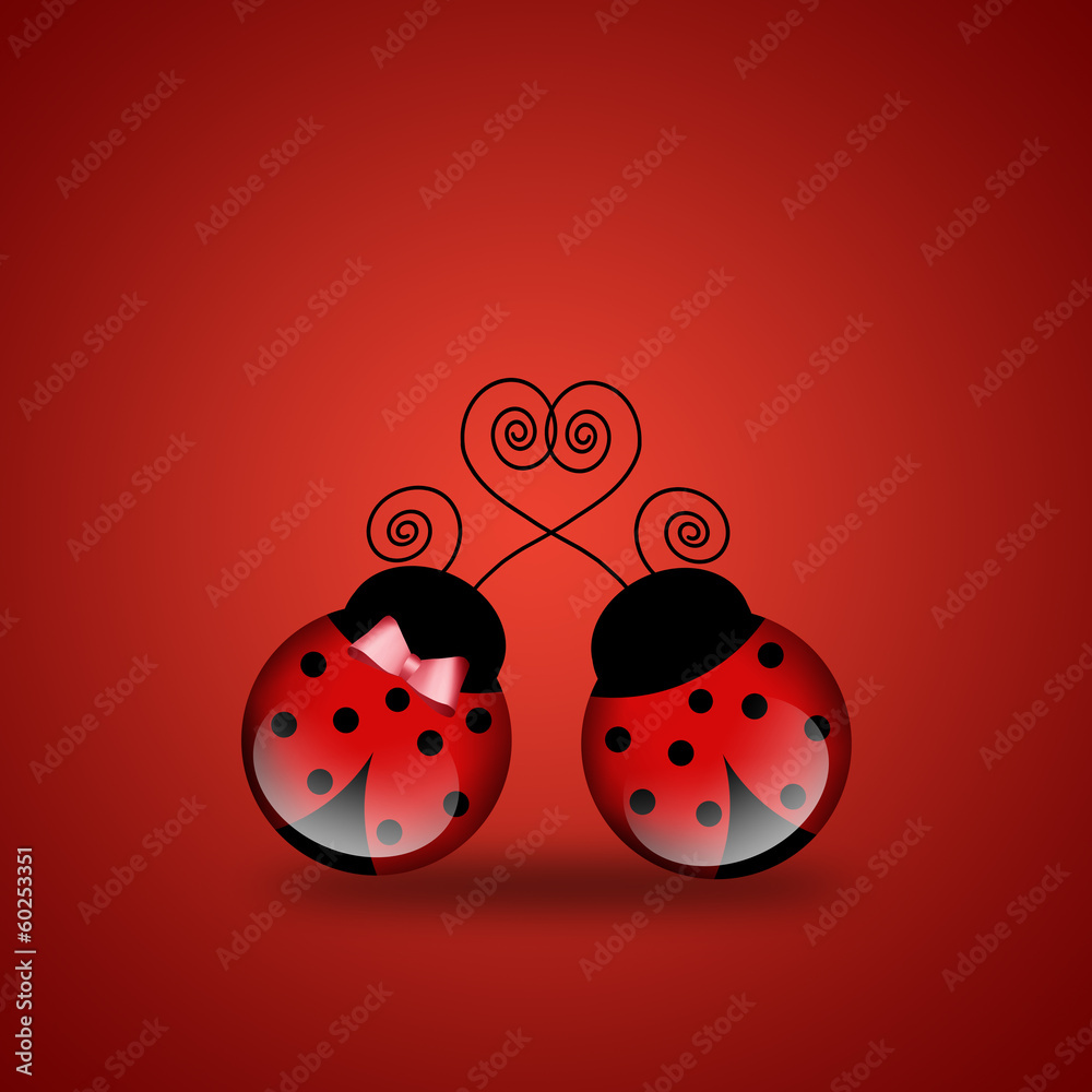 Fototapeta premium Ladybug in love for Valentine's Day