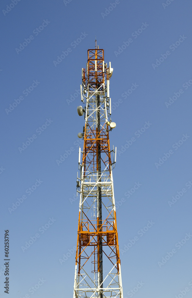 Communications tower with blue sky Communications tower with blue sky
